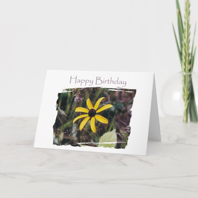 Carte Joyeuse Fleur Jaune d'anniversaire pour ami (Devant)