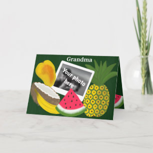 Carte Joyeuse grand-mère avec des fruits