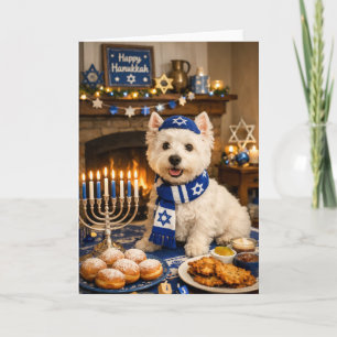 Carte Joyeuse Hanukkah Westie – Chien Juif Festif