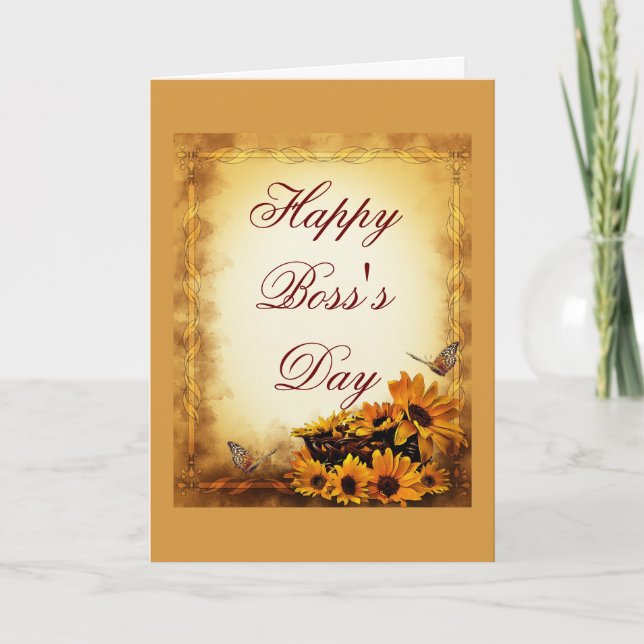 Carte Joyeuse journée Boss pour patron avec tournesol (Devant)