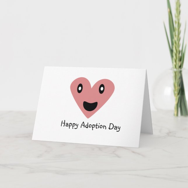 Carte Joyeuse journée d'adoption Coeur rose (Devant)