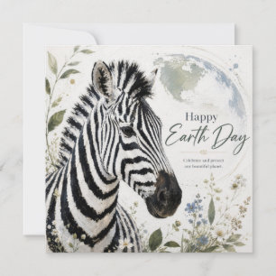 Carte Joyeuse Journée de la Terre Faune Zèbre