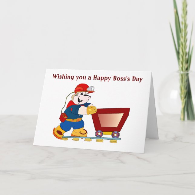 Carte Joyeuse Journée des Boss avec mineurs de charbon (Devant)