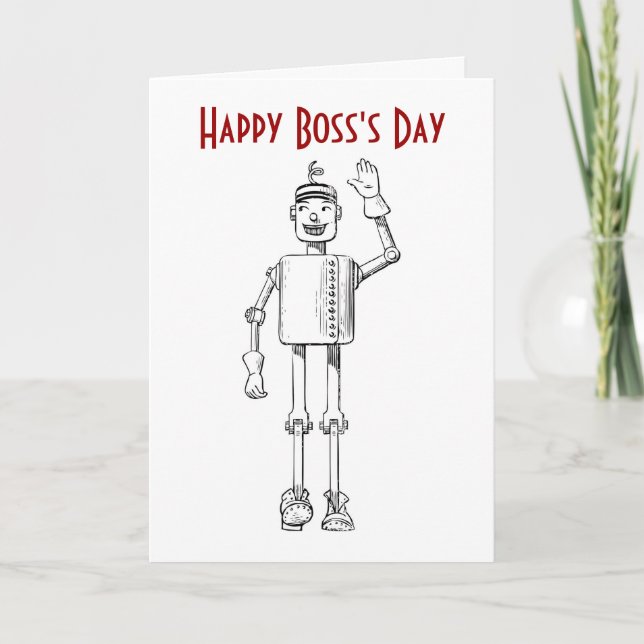 Carte Joyeuse Journée des Boss avec robot et texte perso (Devant)