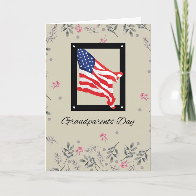 Carte Joyeuse Journée des grands-parents, drapeau améric (Devant)