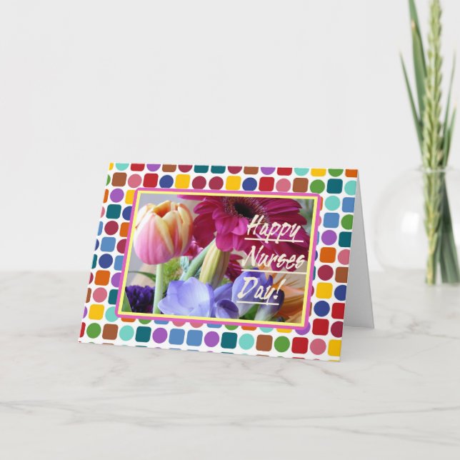 Carte Joyeuse Journée des infirmières ! Fleurs colorées (Devant)