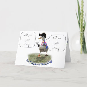 Carte Joyeuse journée "Parlez comme un pirate" (bulle vo