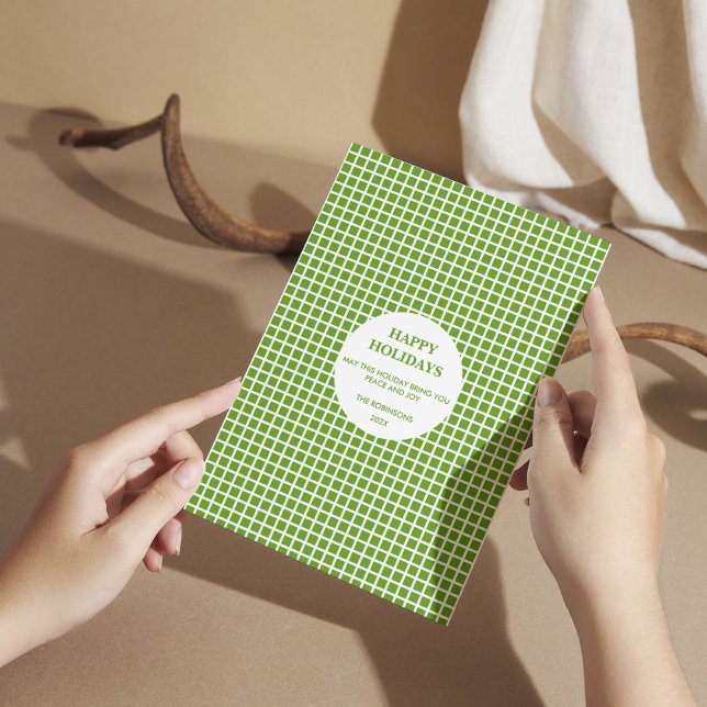 Carte Joyeuse Joyeuse Plaid Vert & Blanc (Créateur téléchargé)