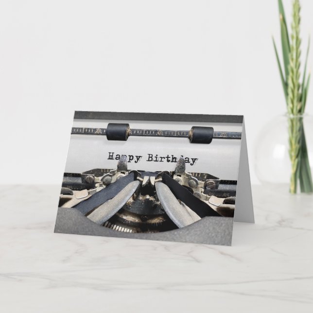 Carte Joyeuse machine à écrire rétro Anniversaire (Devant)