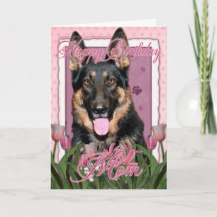 Carte Joyeuse maman d'anniversaire - berger allemand - K