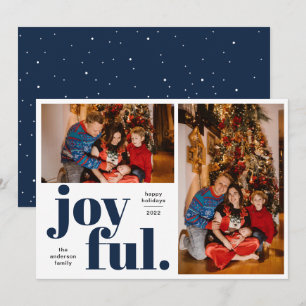 Carte Joyeuse Multi Photo Blue Holiday