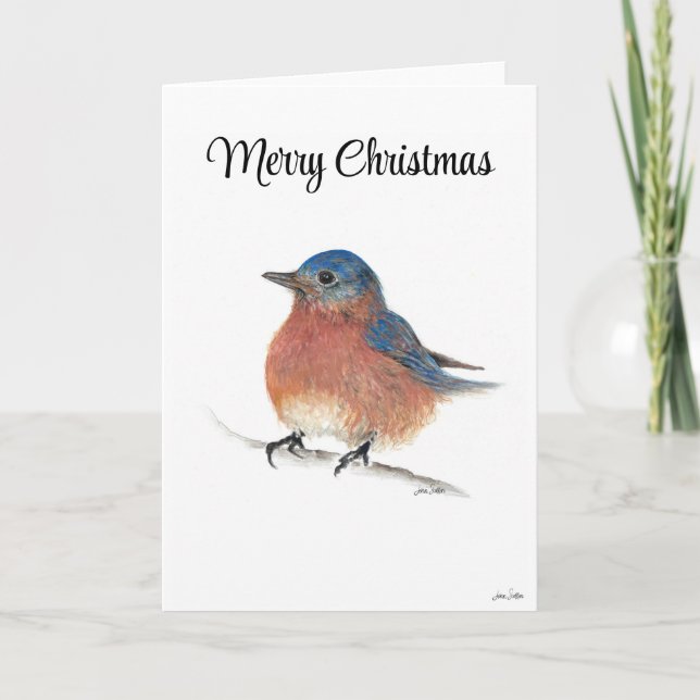 Carte Joyeuse Noël Blue Bird Holiday (Devant)