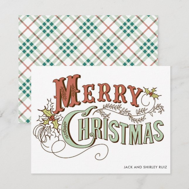 Carte Joyeuse Noël Plaid Holiday (Devant / Derrière)