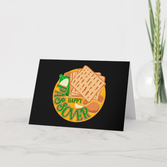 Carte Joyeuse Pâque avec une matzo mignonne Fête juive (Devant)