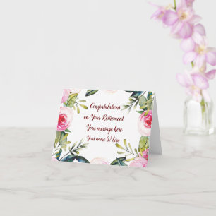 Carte Joyeuse Retraite Félicitations Fleurs Écriture Cur