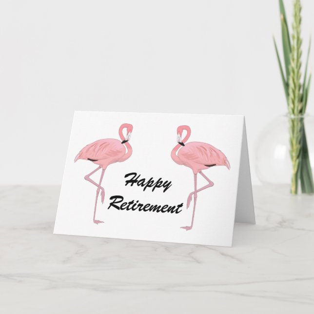 Carte Joyeuse retraite flamants roses classiques (Devant)