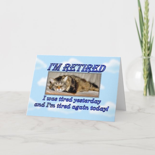 Carte Joyeuse retraite Laisser le travail Sleeping cat (Devant)