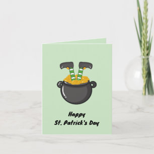 Carte Joyeuse Saint-Patrick Gnome Vert Or