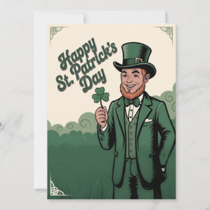 Carte Joyeuse Saint-Patrick Leprechaun Vintage