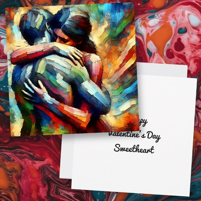 Carte Joyeuse Saint-Valentin | Amants s'étreignant  (Créateur téléchargé)