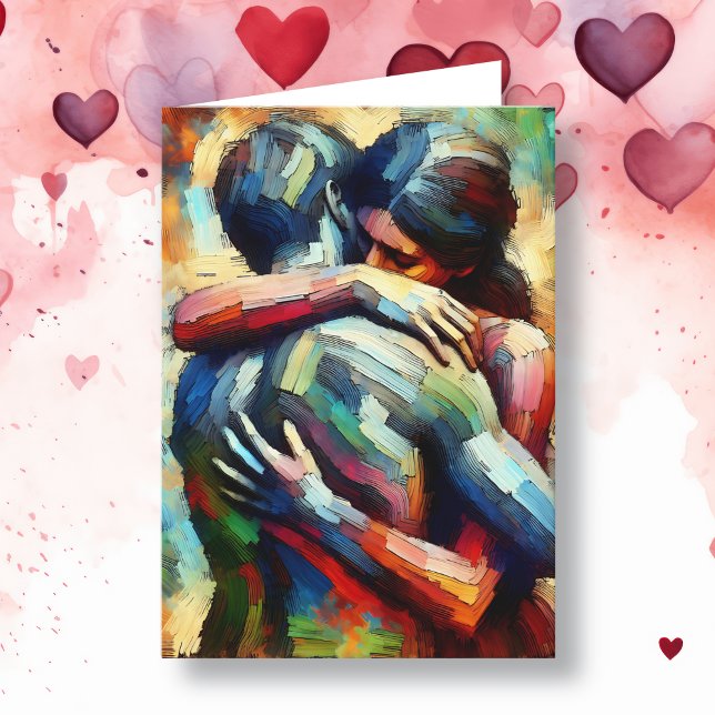 Carte Joyeuse Saint-Valentin | Amants s'étreignant  (Créateur téléchargé)