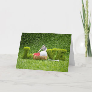 Carte Joyeuse Saint-Valentin au golfeur avec le golf de