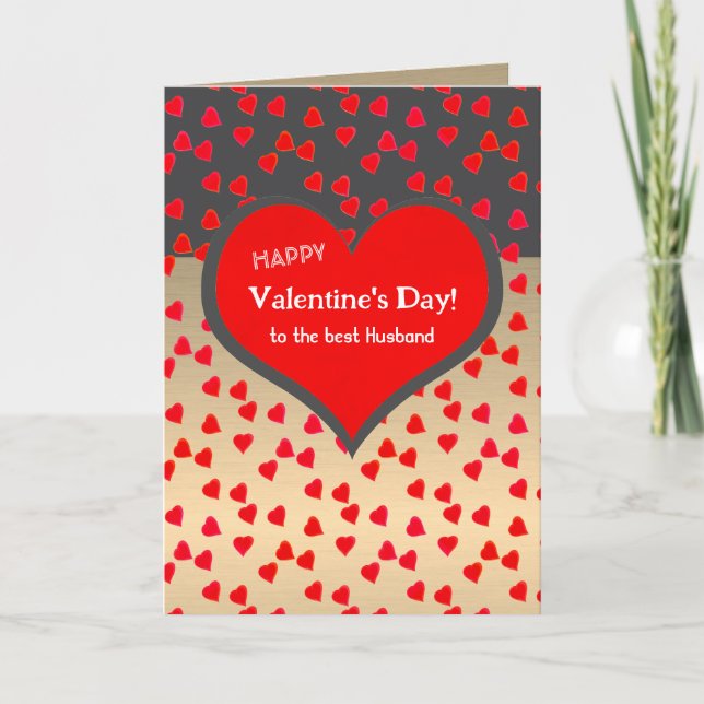 Carte Joyeuse Saint-Valentin au meilleur mari coeurs  (Devant)