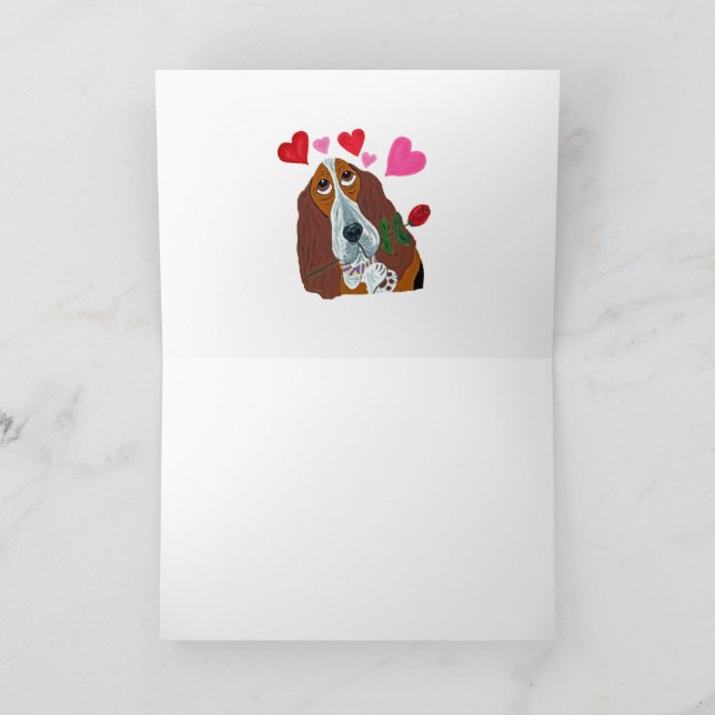 Carte Joyeuse Saint-Valentin aux Dachshunds dans une fou (Intérieur)