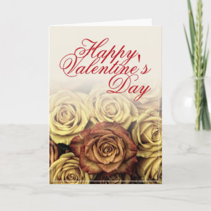 Carte Joyeuse Saint-Valentin avec bouquet de roses jaune