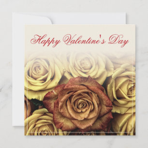 Carte Joyeuse Saint-Valentin avec bouquet de roses jaune