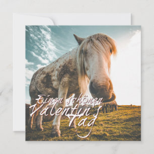 Carte Joyeuse Saint-Valentin avec cheval qui regarde