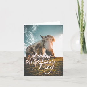 Carte Joyeuse Saint-Valentin avec cheval regardant