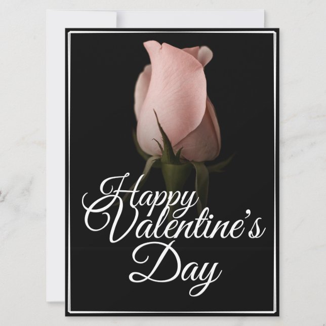 Carte Joyeuse Saint-Valentin avec rose rose (Devant)