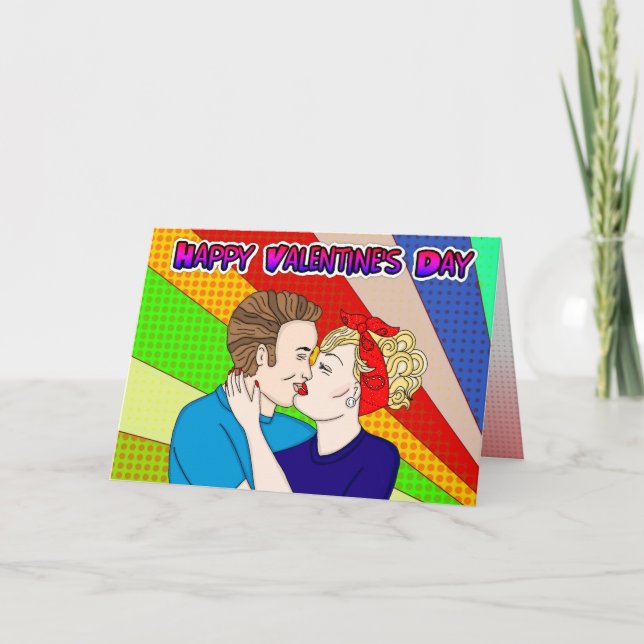 Carte Joyeuse Saint-Valentin Bébé, Style Pop Art Rétro (Devant)