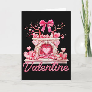 Carte Joyeuse Saint-Valentin Cheminée Rétro Cœurs Roses 