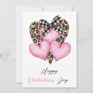Carte Joyeuse Saint-Valentin – Cœur de léopard et nœud