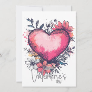 Carte Joyeuse Saint-Valentin – Cœur Romantique & Jardin
