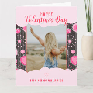 Carte Joyeuse Saint-Valentin Cœur rose fantaisiste fleur