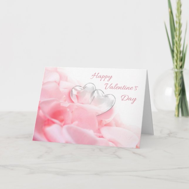Carte Joyeuse Saint-Valentin Cœurs de Verre Romantiques (Devant)