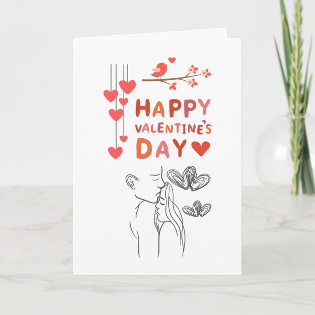 Carte Joyeuse Saint-Valentin – Couple romantique (Devant)
