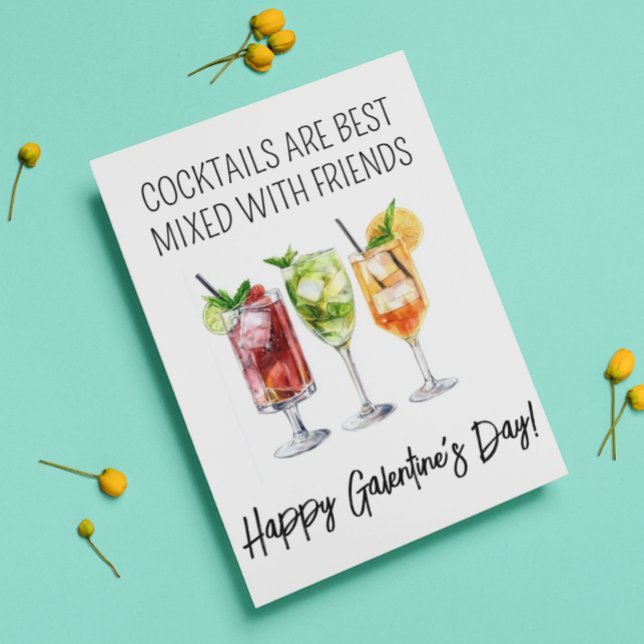 Carte Joyeuse Saint-Valentin entre amies Cocktail Amies (Créateur téléchargé)