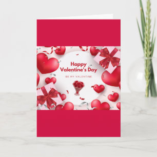 Carte Joyeuse Saint-Valentin moderne avec Rouge chaleur