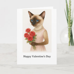 Carte Joyeuse Saint-Valentin pour l'amant de chat siamoi