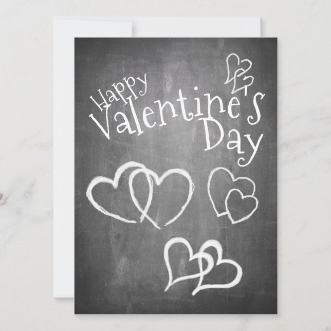 Carte Joyeuse Saint-Valentin sur un tableau noir (Devant)