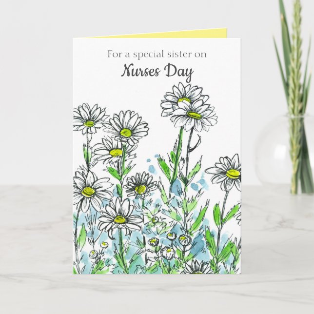 Carte Joyeuse Soeur de jour des infirmières Fleurs de ma (Devant)