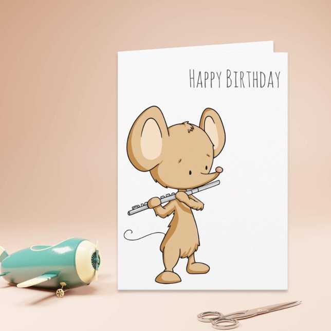 Carte Joyeuse souris d'anniversaire Jouer le musicien de (Créateur téléchargé)