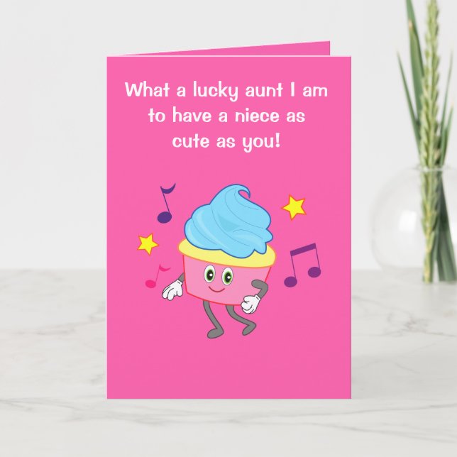 Carte Joyeuse Tante d'anniversaire à la nièce avec Cupca (Devant)