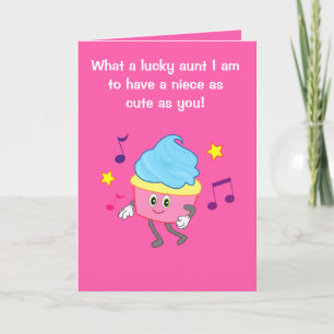 Carte Joyeuse Tante d'anniversaire à la nièce avec Cupca
