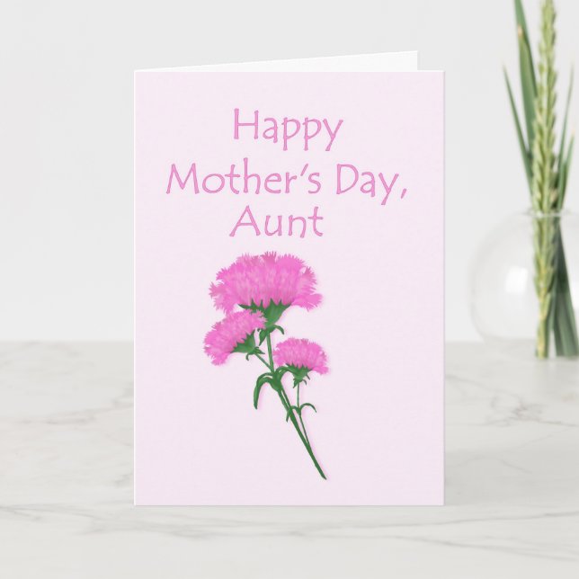 Carte Joyeuse tante des oeillets roses de la fête des mè (Devant)