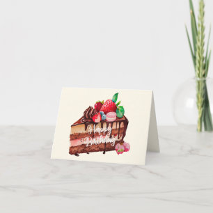 Carte Joyeuse tranche d'anniversaire de gâteau de chocol